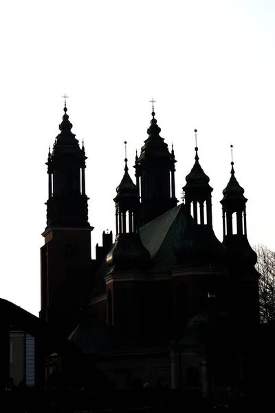 Silhouette Der Katholischen Kathedrale Basilika Der Apostel Petrus Und Paulus — Stockfoto