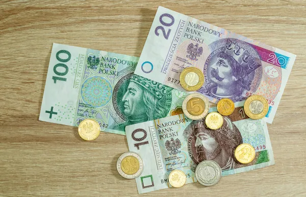 Moeda Polaca Moedas Notas Banco Polónia — Fotografia de Stock