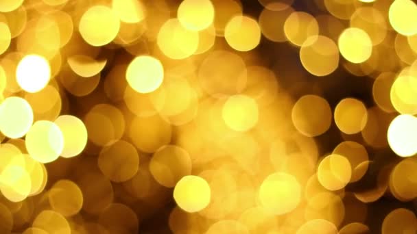 Bokeh Nového Roku Věnce Pouliční Vánoční Ozdoby Rozostřené Zlaté Žluté — Stock video