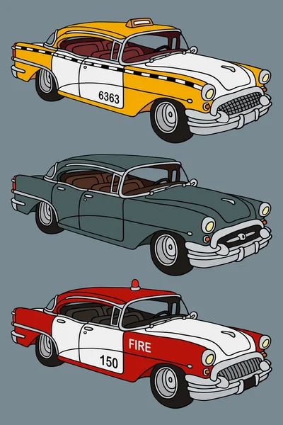 Coches clásicos americanos — Vector de stock