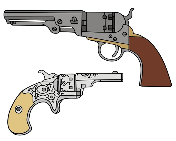 Old handguns — Stock Vector