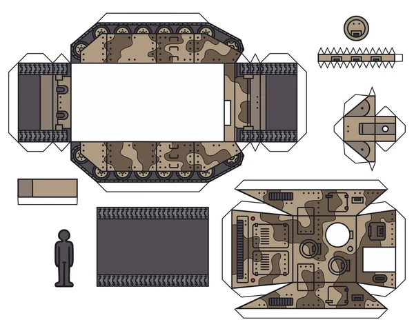 老式伪装自走炮的纸型模型 — 图库矢量图片