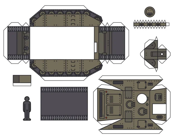 Papírový Model Staré Khaki Zelené Samohybné Pistole — Stockový vektor