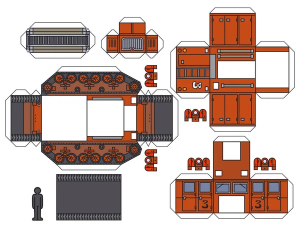 Papierowy Model Starego Czerwonego Pojazdu Strażackiego — Wektor stockowy
