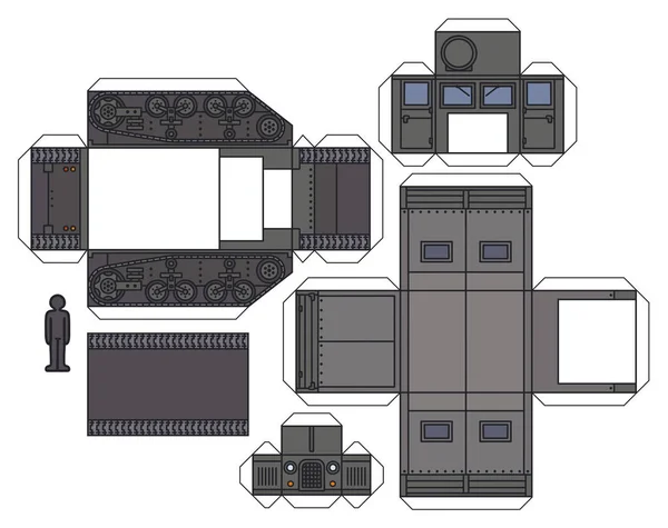 Paper Model Vintage Khaki Artillery Tractor — Archivo Imágenes Vectoriales