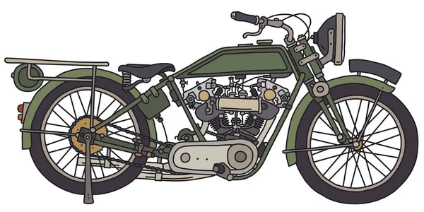 Dibujo Mano Una Motocicleta Verde Vintage — Archivo Imágenes Vectoriales