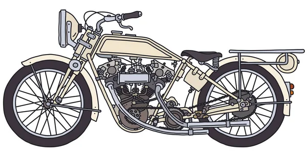 Ручной Рисунок Старинного Легкого Кремового Мотоцикла — стоковый вектор