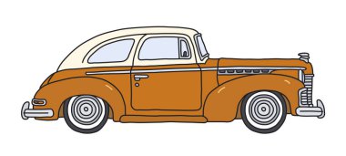 Retro portakal ve krem sedan 'ın vektörlü el çizimi