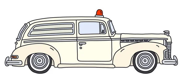 Retro Ambulans Steyşın Vagonunun Vektörlü Çizimi Stok Illüstrasyon