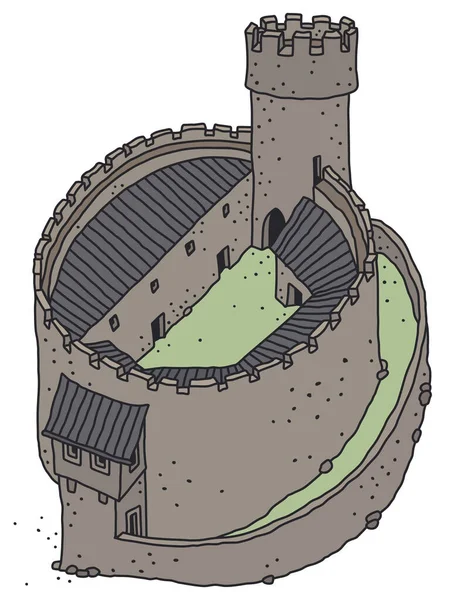 Dibujo Vectorizado Mano Antiguo Castillo Piedra — Vector de stock