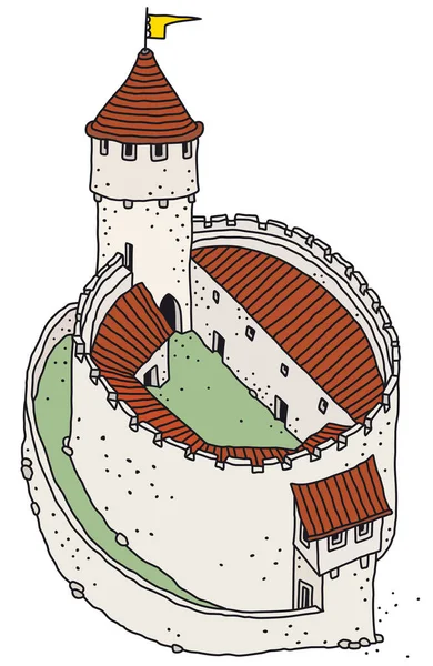 Vectorized Hand Drawing Old White Stone Castle — Stok Vektör