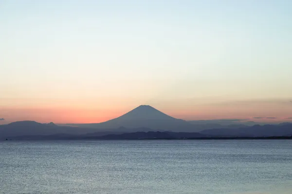 Fuji Mountain Reflection Napnyugtakor Enoshima Japán — Stock Fotó