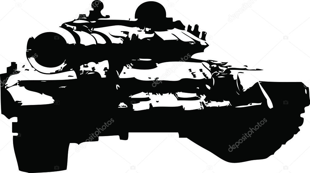 Silhouette of a Russian tank. Vector and JPG files included. Easy to edit. Resizable