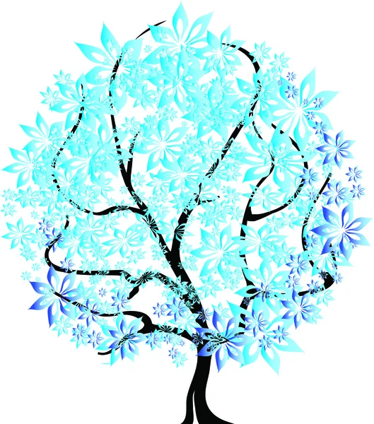 Copac în zăpadă — Vector de stoc