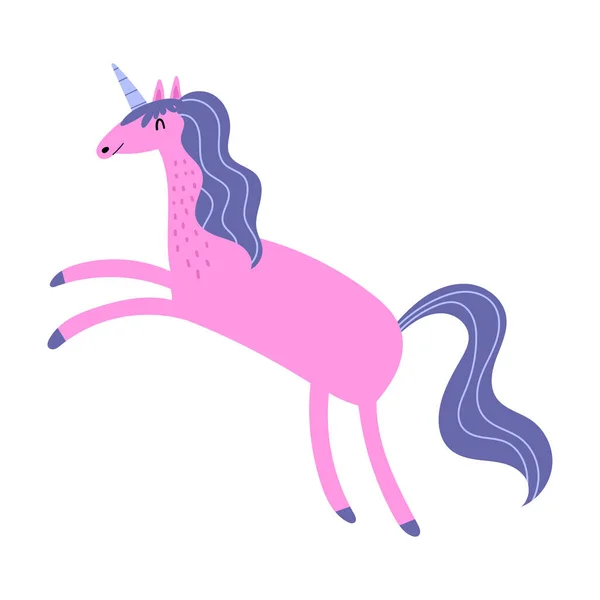 Pink unicorn hand-drawn vector illustration — Stock Vector