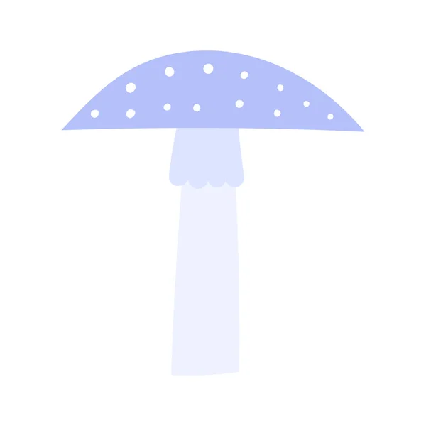 Blue dotted mushroom hand-drawn vector illustration — Stock Vector