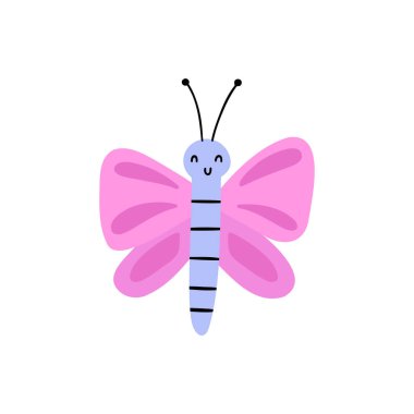 Şirin Kelebek Elle Çizilmiş Vektör İllüstrasyonu