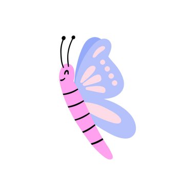 Şirin Kelebek Elle Çizilmiş Vektör İllüstrasyonu