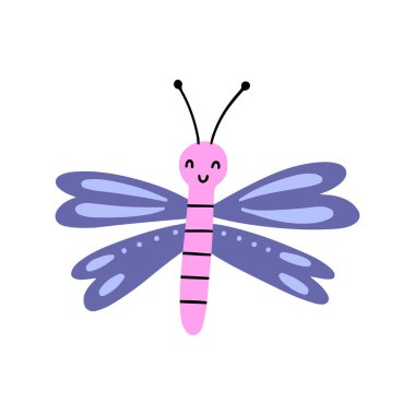 Şirin Kelebek Elle Çizilmiş Vektör İllüstrasyonu