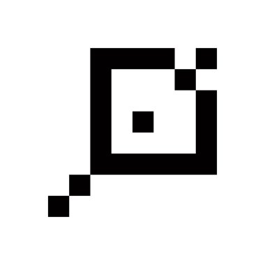 Geometrik kare şekilli logo tasarımı. Beyaz arkaplanda dikdörtgen vektör simgesi siyahı. Şirket tarzı için piksel markalaştırma logosu tasarımı. Rampa balığı, vatoz simgesi