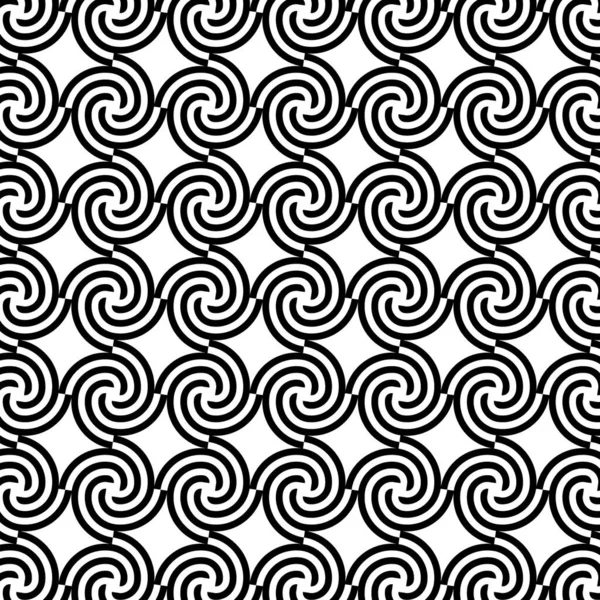 Naadloos Patroon Met Monochrome Cirkels Ringen Spiralen Abstracte Geometrische Vormen — Stockvector