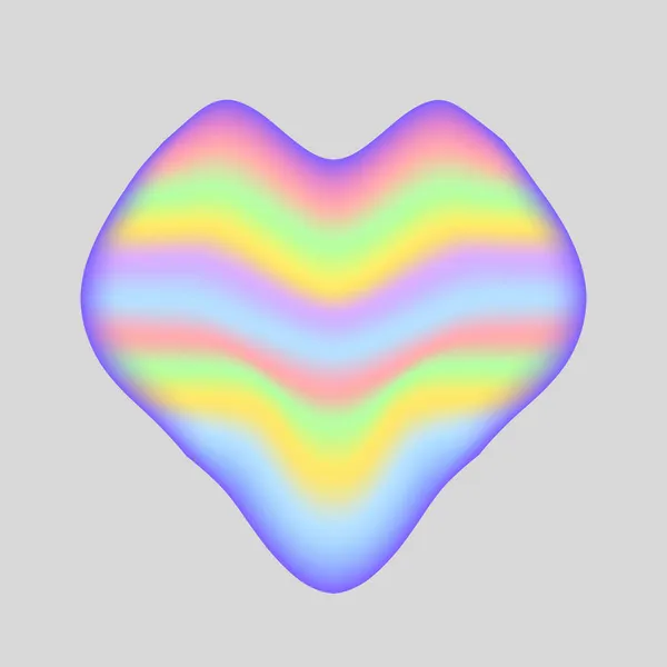 Herz Perle Pastellfarben Gestreifte Abstrakte Symbol Auf Grauem Hintergrund Liebes — Stockvektor