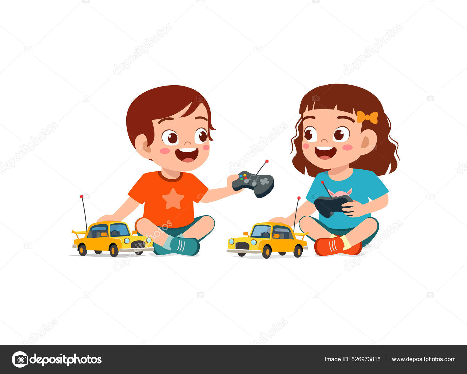 Crianças brincando com carro de controle remoto