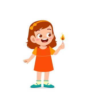 Kibrit tutan tatlı küçük kız Ateşli sopa