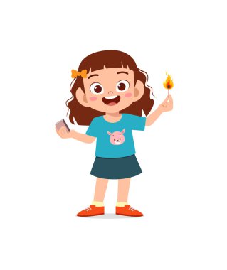 Kibrit tutan tatlı küçük kız Ateşli sopa