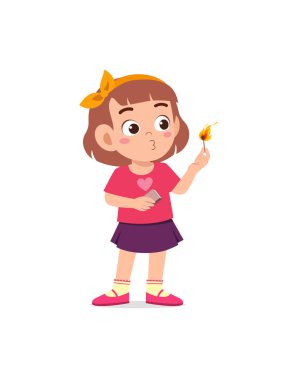 Kibrit tutan tatlı küçük kız Ateşli sopa