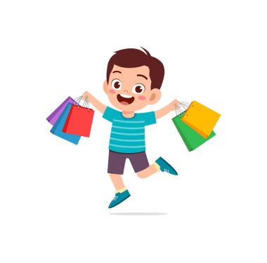 Sevimli küçük çocuk, bir sürü ıslak torba taşı.