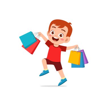 Sevimli küçük çocuk, bir sürü ıslak torba taşı.