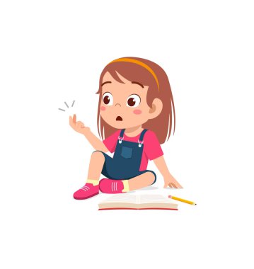 cute little girl study math with counting finger