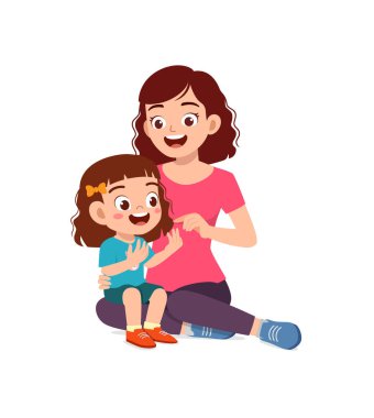 cute little girl study math with mother
