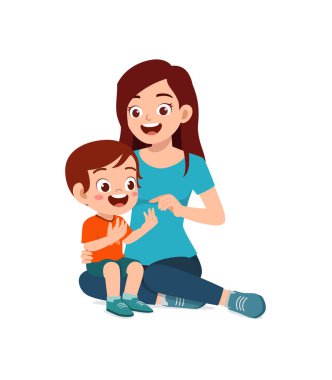 cute little boy study math with mother