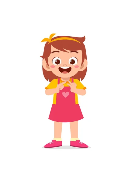 Cute Little Girl Study Math Counting Finger — Vettoriale Stock