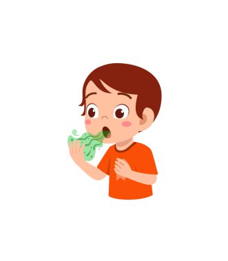 cute little boy check bad breath on mouth