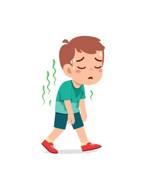 cute little boy have sweaty body and bad smell