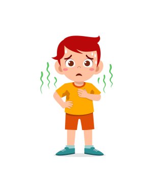 cute little boy have sweaty body and bad smell