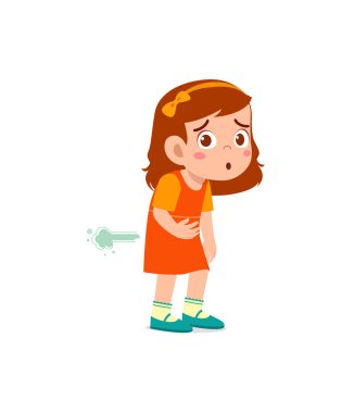 cute little girl can not hold fart and feel shame