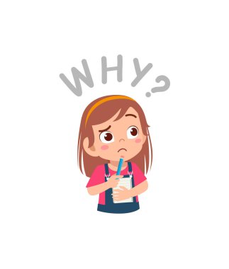 cute little girl holding note book as journalist