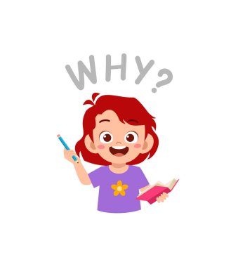 cute little girl holding note book as journalist