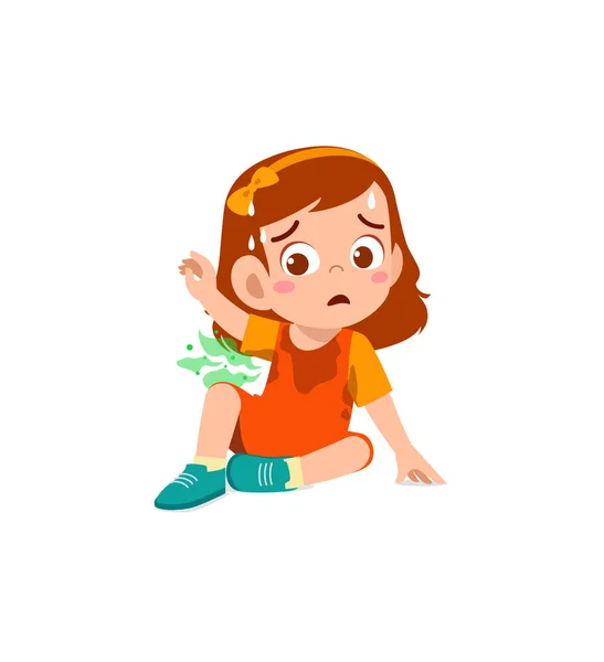 Cute Little Girl Have Sweaty Body Bad Smell — Stockvektor