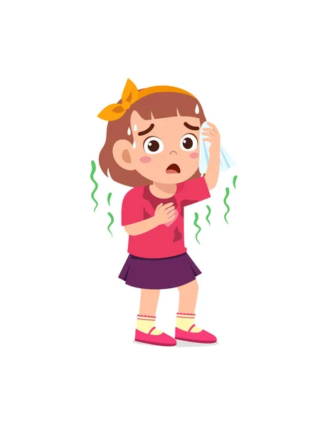 Cute Little Girl Have Sweaty Body Bad Smell — Image vectorielle