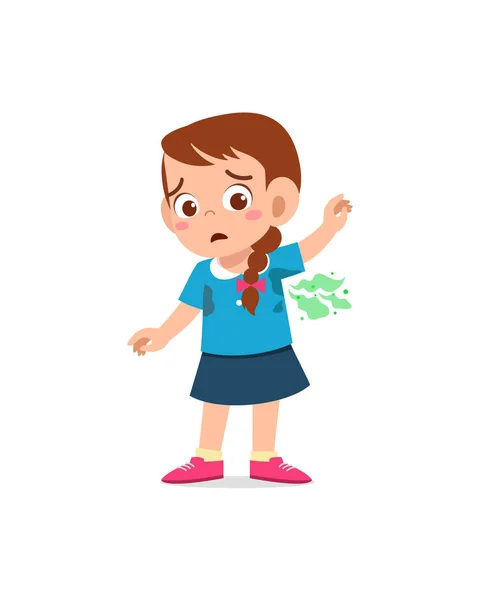 Cute Little Girl Have Sweaty Body Bad Smell — Stock Vector