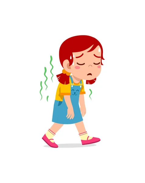 Cute Little Girl Have Sweaty Body Bad Smell — стоковый вектор