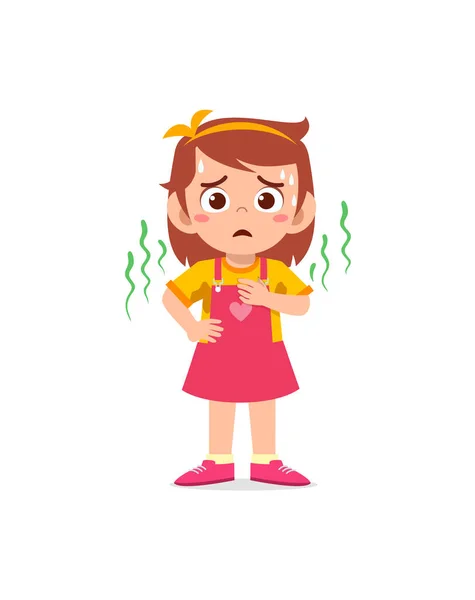 Cute Little Girl Have Sweaty Body Bad Smell — Vetor de Stock