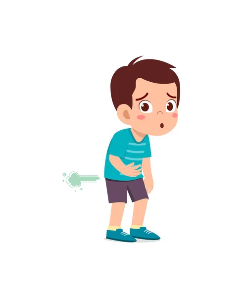 Cute Little Boy Can Hold Fart Feel Shame — Stock Vector