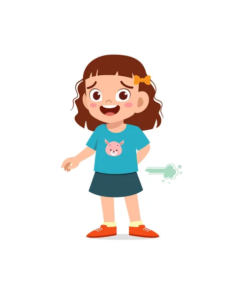Cute Little Girl Can Hold Fart Feel Shame — Image vectorielle