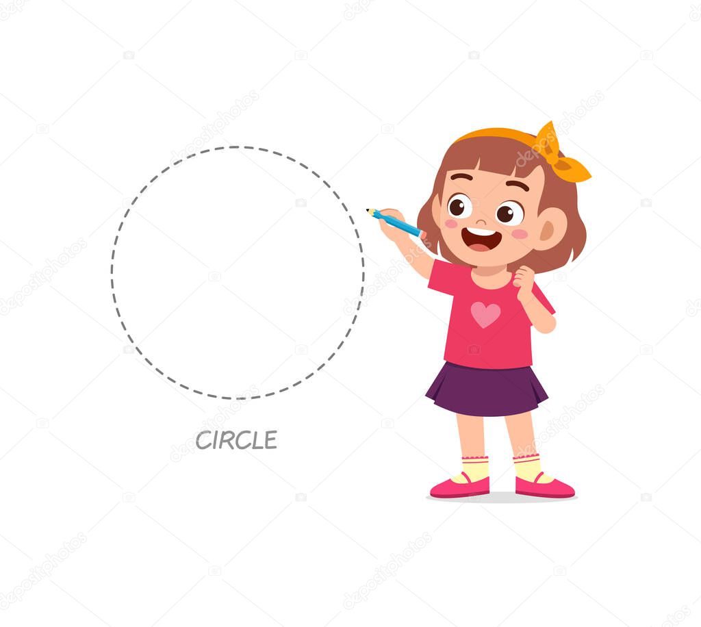 cute little girl study to draw a circle